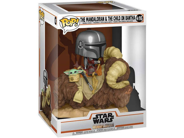 Star Wars: Mandalorian - Mandalorian on Bantha w/ Child in Bag Deluxe Pop